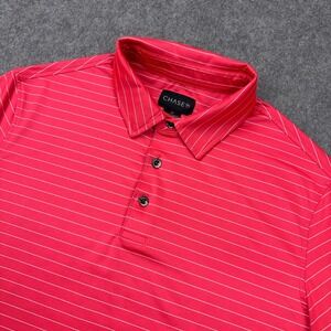 Chase 54 Polo Shirt Mens Medium Red Striped Performance Golf Stretch
